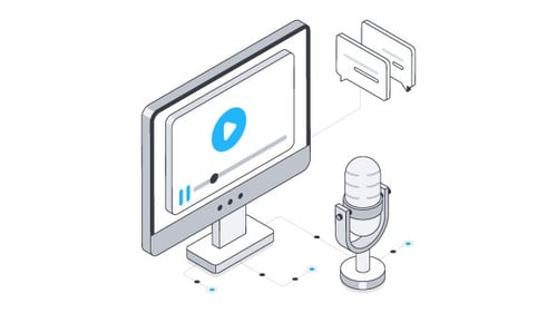 Canal alfa de animación isométrica de podcast