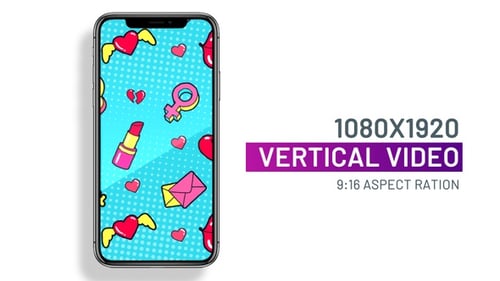 Vertical Retro Pop Art Love Symbols Seamless Loop