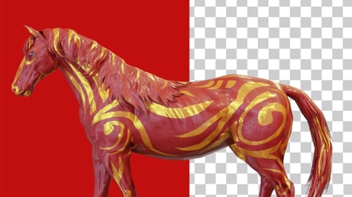 Ornate Decorative Horse Walking Loop Animation