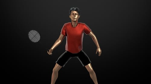 3D Badminton Player Ready Pose