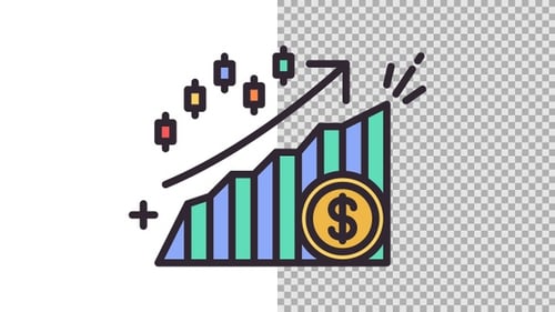 Animated Financial Growth Chart with Rising Dollar Coin