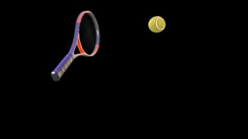 Animated 3D Tennis Racket and Ball Rotating Loop