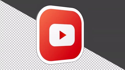 Rotating 3D YouTube Icon Social Media Animation