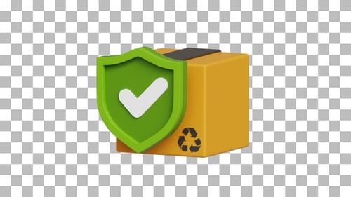 3D Animation of Package Guarantee with Alpha Channel