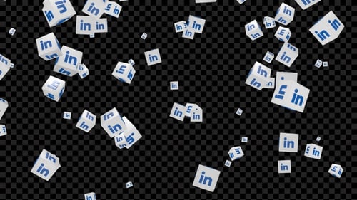 3D LinkedIn Cubes Falling Seamless Loop