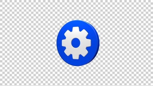 Cog Wheel Icon Rotating Blue