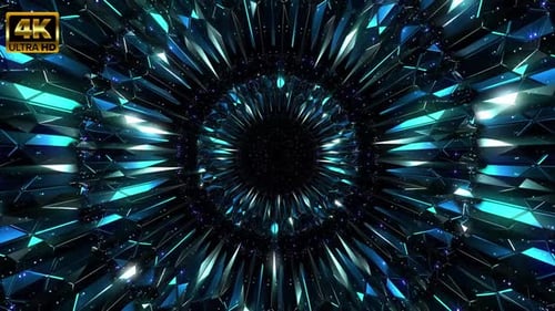 Futuristic Blue Crystal Tunnel Loop Background