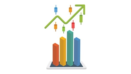 Animated Business Growth Chart with Bars and Line Graph