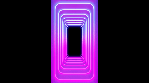 Vertical video pink and blue neon rectangle tunnel loop animation background