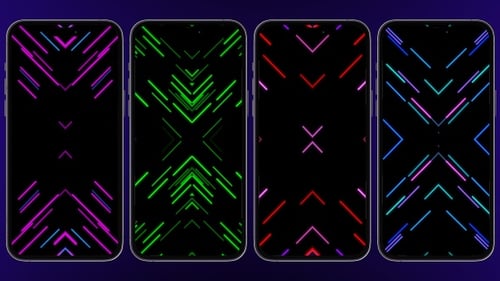 Dynamic Abstract Neon Geometric Lines Background Loop