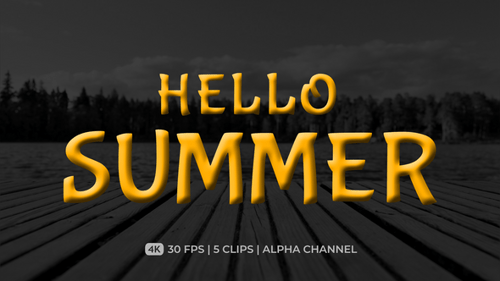 Animated Hello Summer 3D Text Title Pack