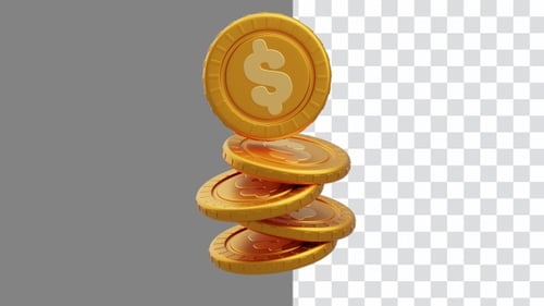 3D Animation Showing a Jumping Coin Arrangement | Alpha Channel