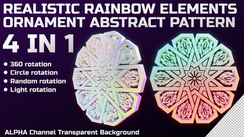 3D Abstract Ornament Rainbow Full Color Islamic Arabic Pattern Loop 4 Packs In 1
