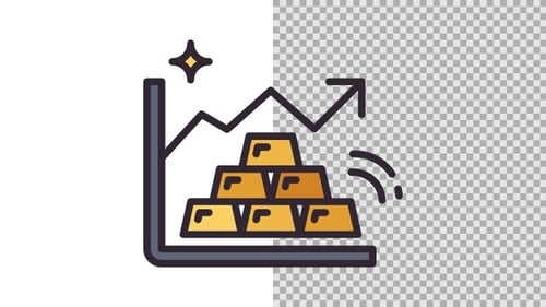 Animated Gold Bars and Rising Graph Icon