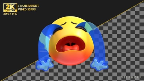 Animated 3D Crying Face Emoji with Tears