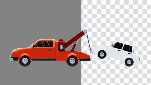 3D Animation of Orange Tow Truck Model Robust Vehicle Recovery | Alpha Channel