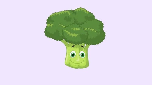 Happy Cartoon Broccoli Vegetable Character Animation