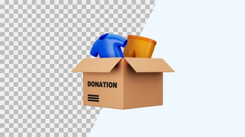 3D Animation Icon of Clothes Donation | Alpha Channel