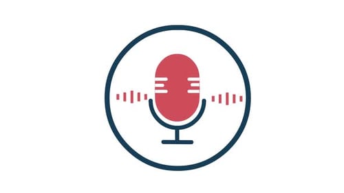 Animated Flat Design Microphone with Sound Waves