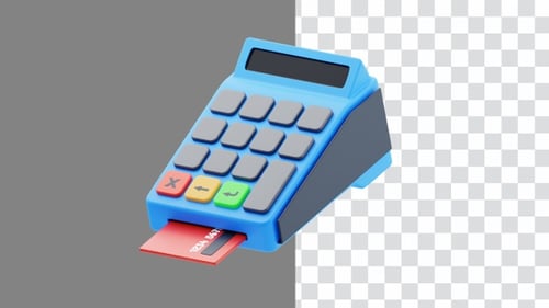 3D Animation of Electronic Data Capture (EDC) Machine for Payments | Alpha Channel