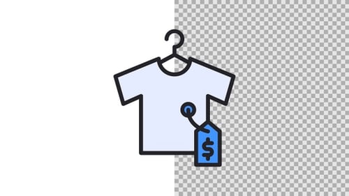 Animated Flat Design Shopping T-Shirt Price Tag Icon