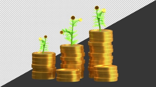 3D Money Growing | Alpha Channel