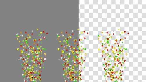 3D Animation of Create a Festive Atmosphere with Three Confetti from the bottom | Alpha Channel