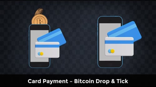 Digital Mobile Payment with Credit Cards and Cryptocurrency Animation