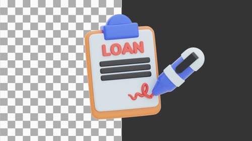 3D Animation of Loan Agreement Form | Alpha Channel