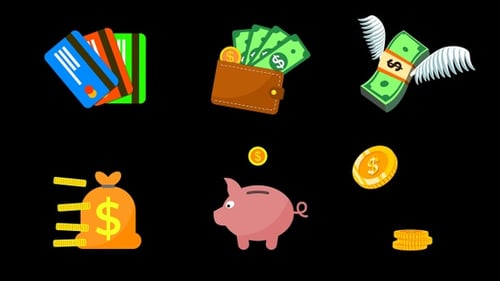 Money Icon Pack (Alpha-Kanal) Perfekter Loop
