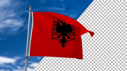 Realistic Waving Flag of Albania with Alpha Channel
