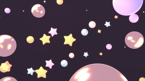 Abstract Pastel 3D Stars and Bubbles Animation
