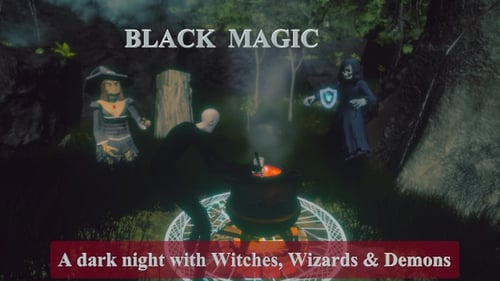 Animated Spooky Halloween Magic Ritual with Fantasy Characters