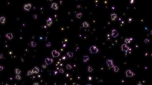 Floating Glowing Hearts and Stars Particle Animation