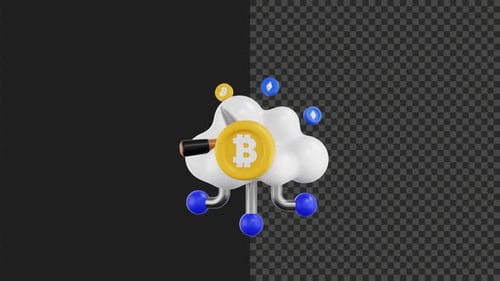 3D Cloud Mining Icon Animation – Remote Crypto Miner 4K