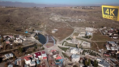 Aerial View of Ancient Fortress and Picturesque Town