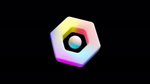 Abstract 3D Hexagon Shape with Colorful Sphere Loop