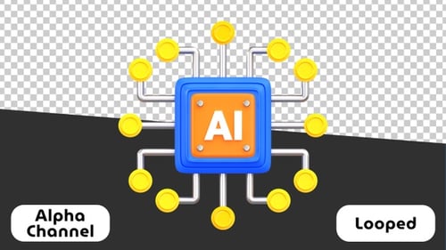 AI Processor Neural Network 3D Animation | Alpha Channel