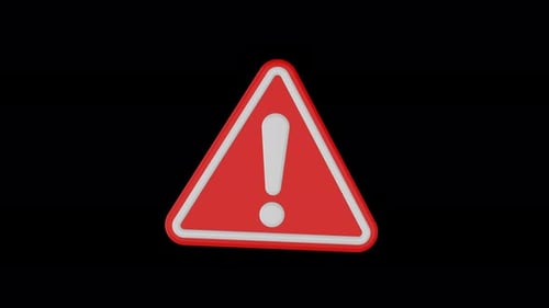 Alert triangle warning animation on transparent background