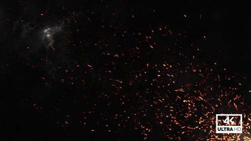 Fiery Ember Sparks and Dark Smoke Overlay with Electric Flash