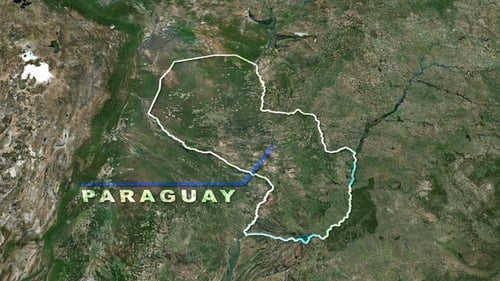 World Map Zoom and Paraguay Country Outline Title Reveal