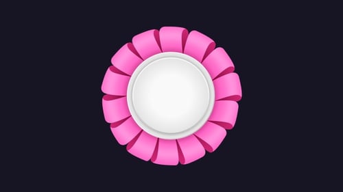 Animated Pink Ribbon Badge Reveal
