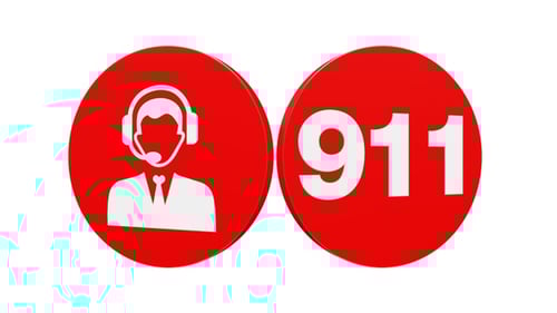 3D Red 911 and Customer Support Service Icons