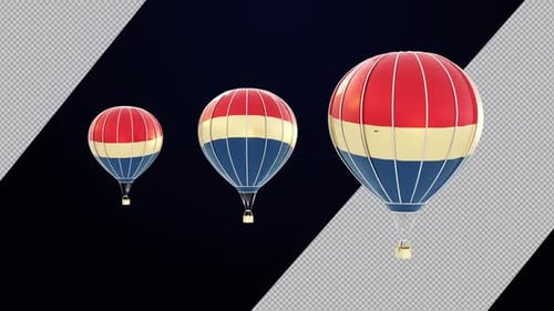 Floating 3D Hot Air Balloons With Alpha Channel