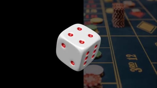 Clean 3D White Dice Rotating and Settling Animation