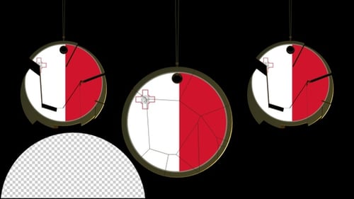 Geometric Clock Revealing Malta Flag Animation