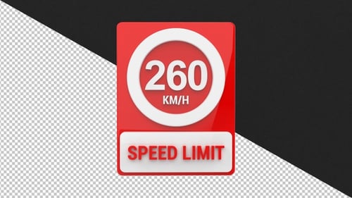 Speed sign board 260km - 4K