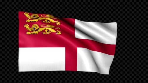 Realistic Waving Jersey Flag Loop with Alpha Channel