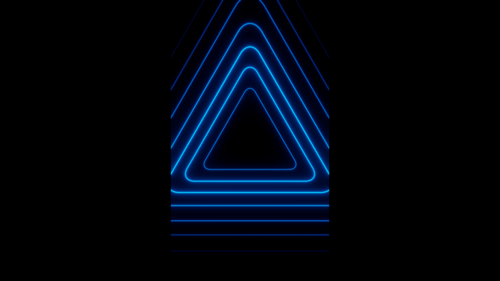 Vertical video blue neon triangle waves loop animation background