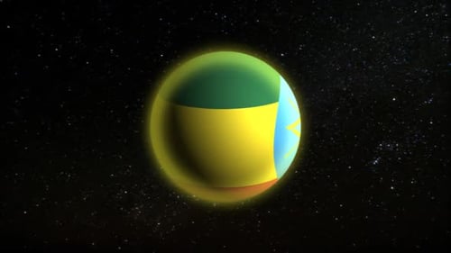 3D Rotating Ethiopian Flag Globe with Glow